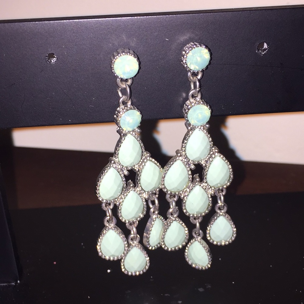 Mint green chandelier earrings